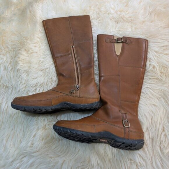 Women's The North Face Awnu Waterproof Winter Boots Brown Leather Size 7.5 - Picture 5 of 10